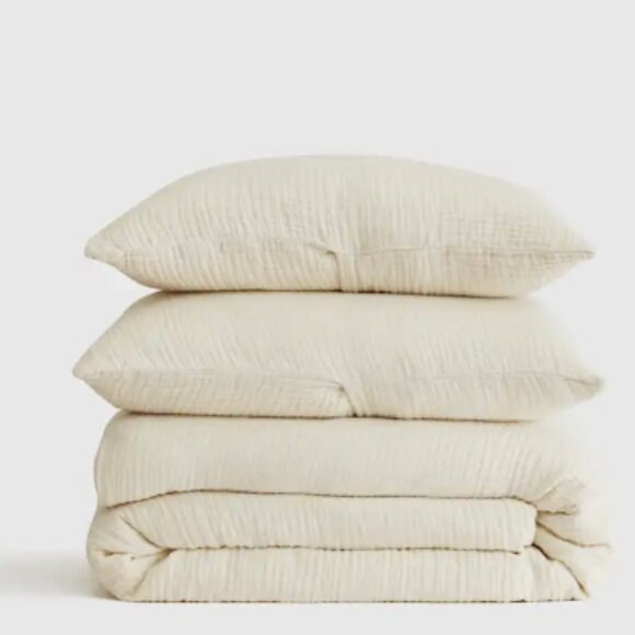 Quince 100% Organic Cotton Luxury Duvet Cover Set King/Cal King Ivory NWOT #6 - Picture 1 of 6